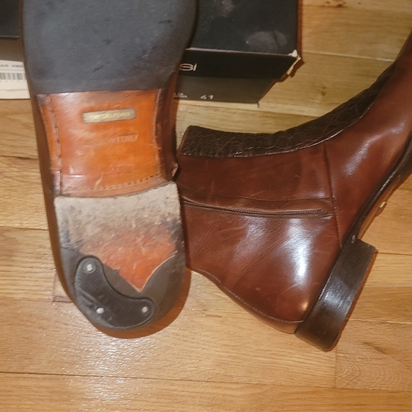 Genuine SERGIO ROSSI 'Ombre Brown/Black' leather mid ankle boot - Picture 3 of 6